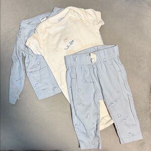 Carter's Cream and Light Blue Set